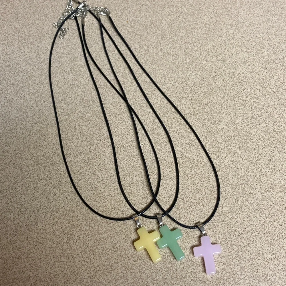 4/$20 bundle and save Kids Pastel Cross Necklace - Yellow, Green, Pink